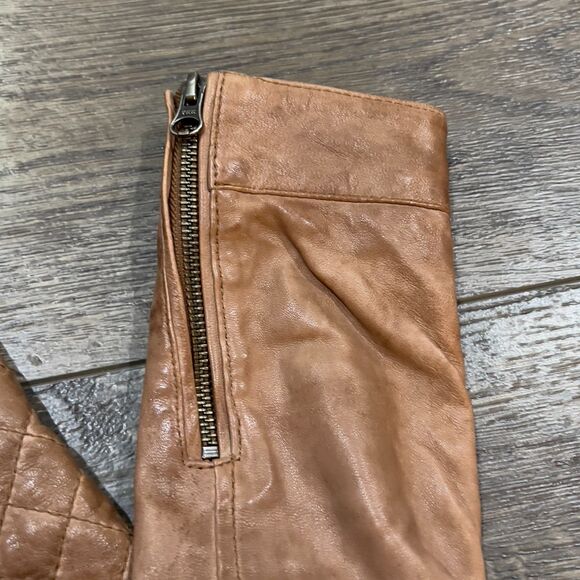 RARE! Scully Light Brown Soft Leather Jacket Interior Butterfly Graphic Women XS - Picture 4 of 11